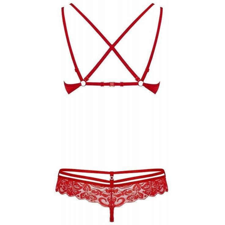 2 Piece Lace Bra Set - Red