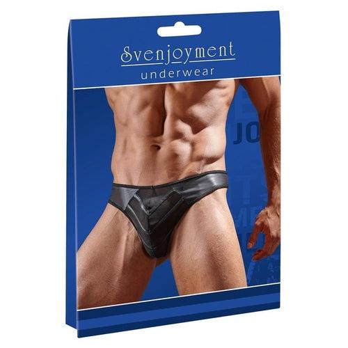 Faux Leather G-String With Powernet Inserts