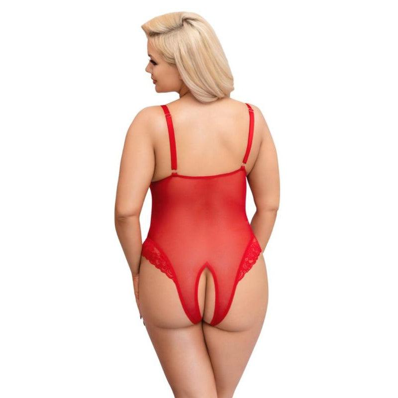 Bodysuit with Open Crotch - Red