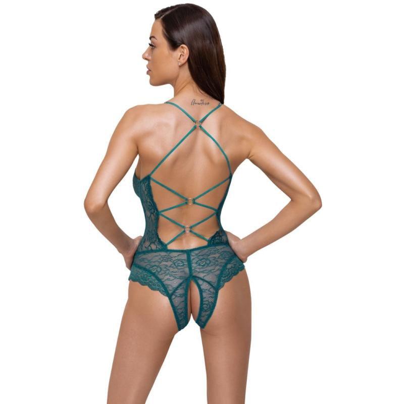 Open crotch bodysuit - Green blue