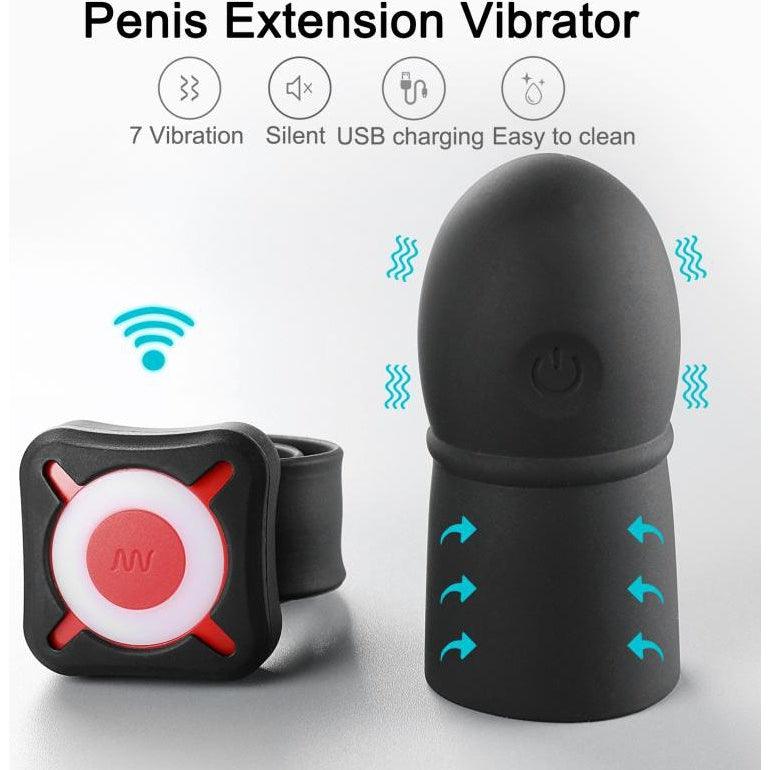 OTOUCH - Super Striker Lengthening Penis Sleeve with Vibrations - Black
