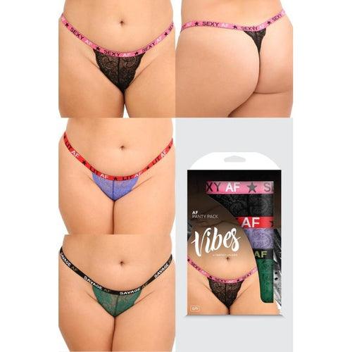 3-Piece Lace Thong Set With Text - Curvy