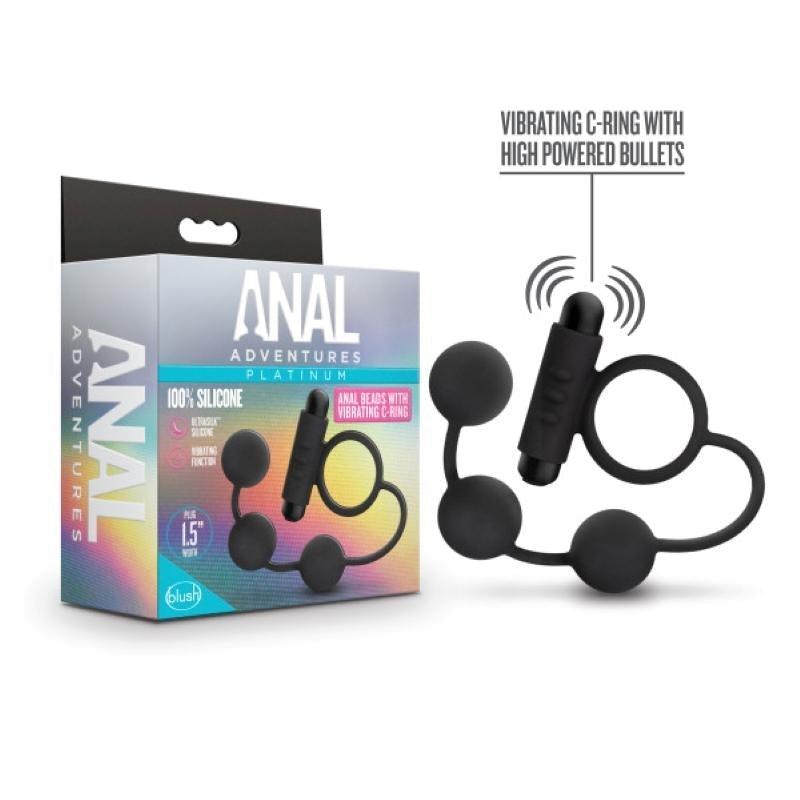 Anal Adventures Platinum - Anal Beads with Vibrating Cockring