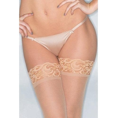 Basic Thong With Bows - Nude