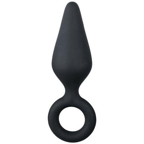 Black Buttplug With Pull Ring - Large