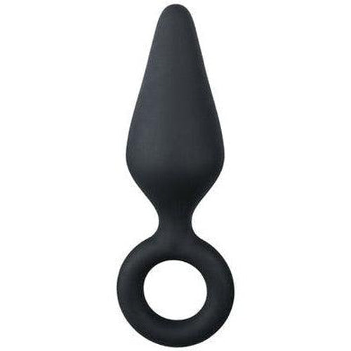 Black Buttplugs With Pull Ring - Small