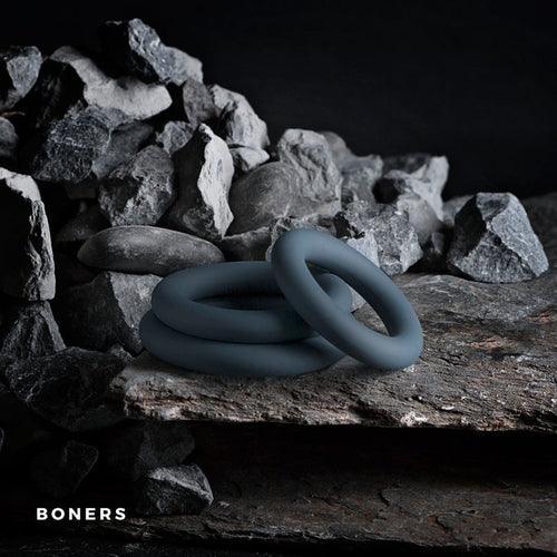 Boners 3-Piece Cock Ring Set - Grey