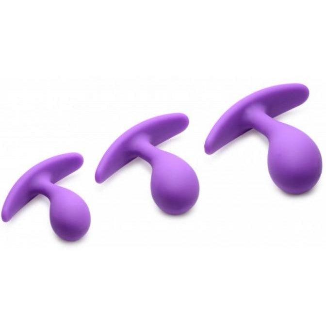 Booty Poppers Silicone Anal Plug Set Of 3 - Purple