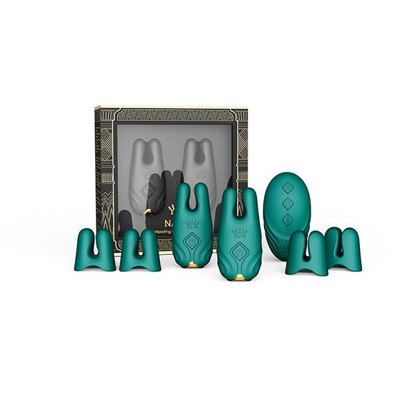 Zalo - Nave Wireless Vibrating Nipple Clamps Turquoise Green