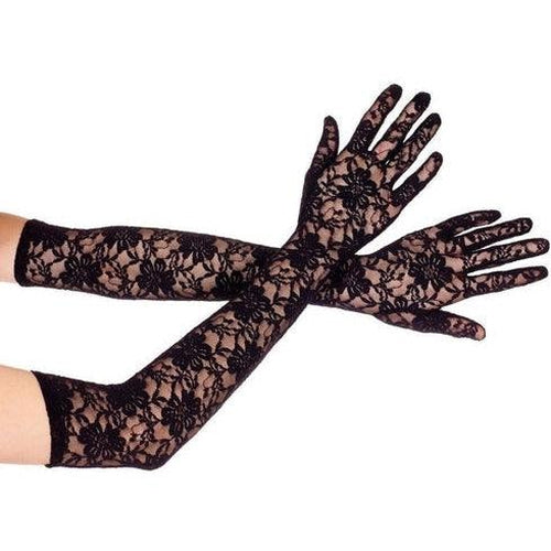 Extra long lace gloves BLACK