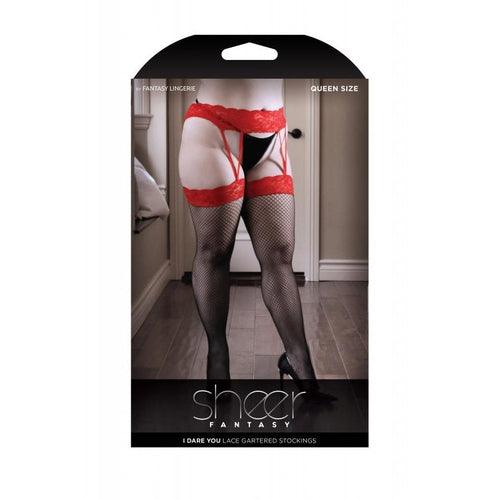 I Dare You Suspender Panty - Red / Black