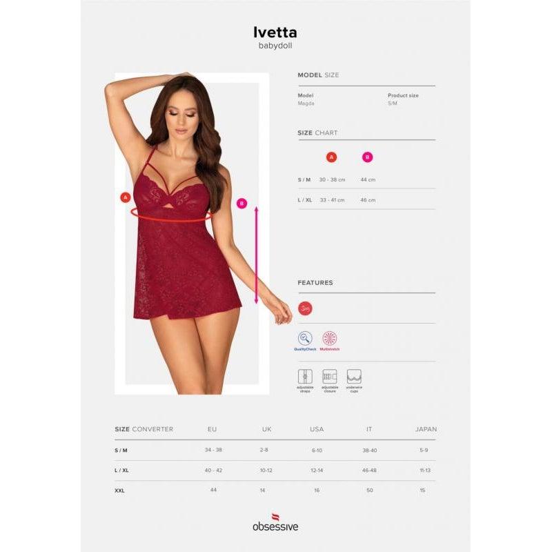 Ivetta Lace Babydoll With Thong - Red
