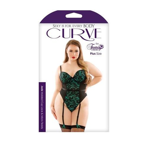 Jade Garter Corset With Lace - Black/Green
