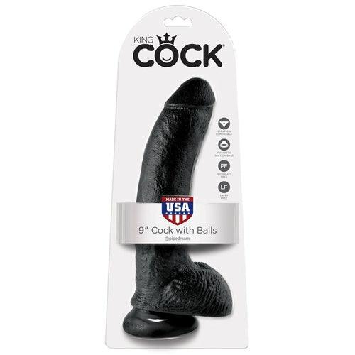 King Cock 23 cm Dildo With Balls Black