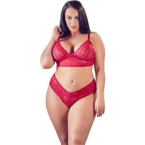 Lace Bra Set With Open Crotch