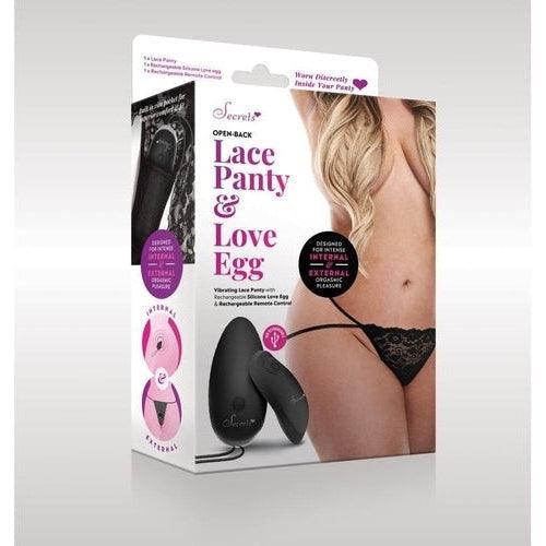 Lace Panties with Bullet Vibrator and Remote Control - Black