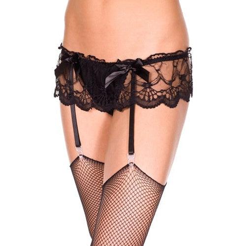 Lace garter belt with satin bows