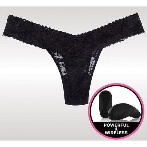Lacy thong with bullet vibrator - Black