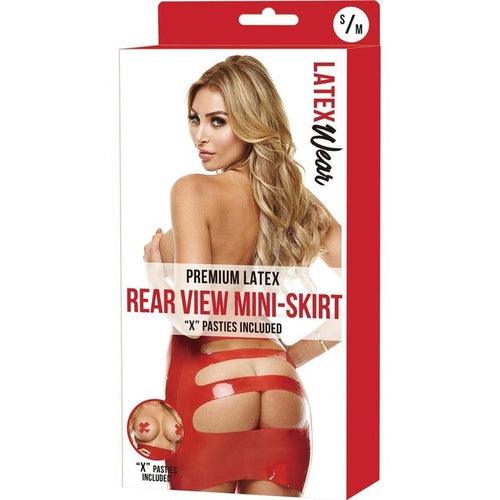 Latex Mini Skirt With Open Back - Red