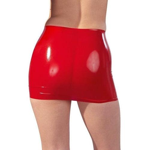 Latex Mini Skirt red