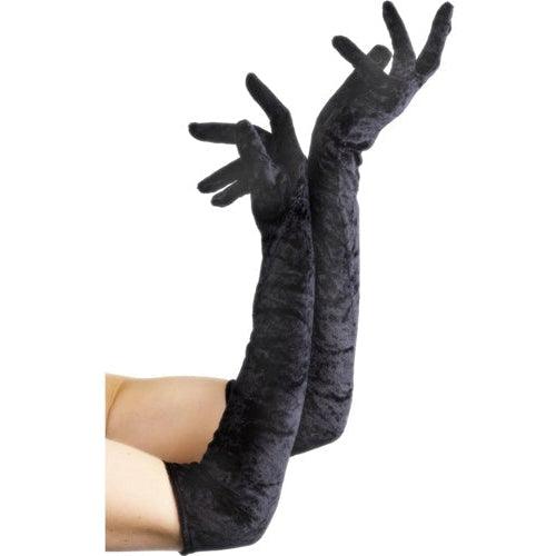 Long Gloves Velvet - Black