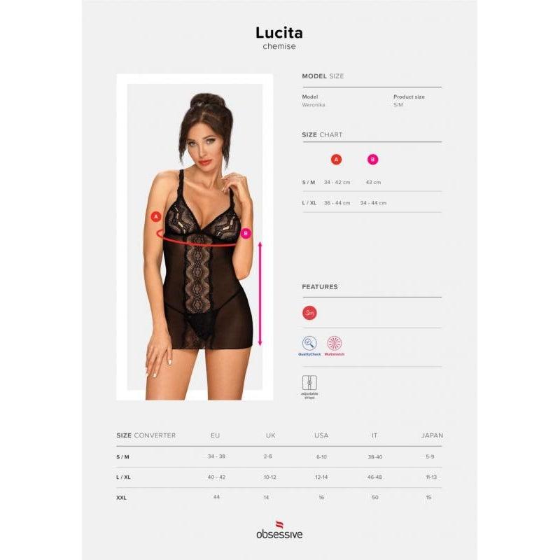 Lucita Teddy With Matching Thong - Black