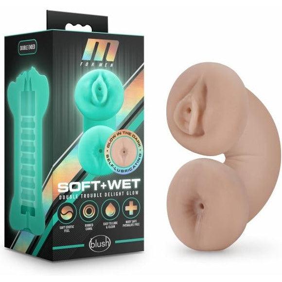 M for Men - Soft and Wet - Double Trouble Masturbator Glow in the Dark