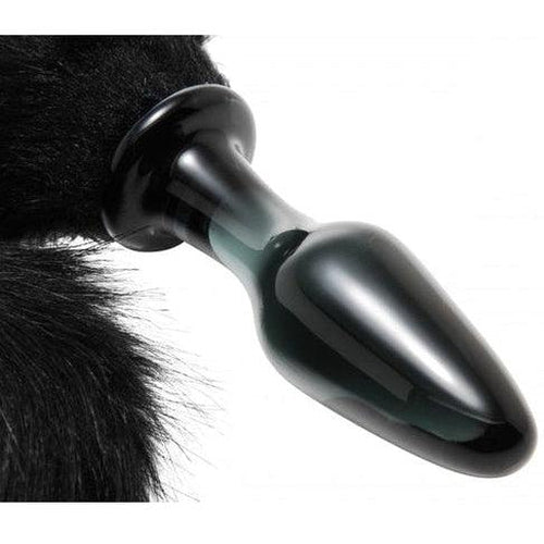 Midnight Fox Glass Butt Plug with Tail
