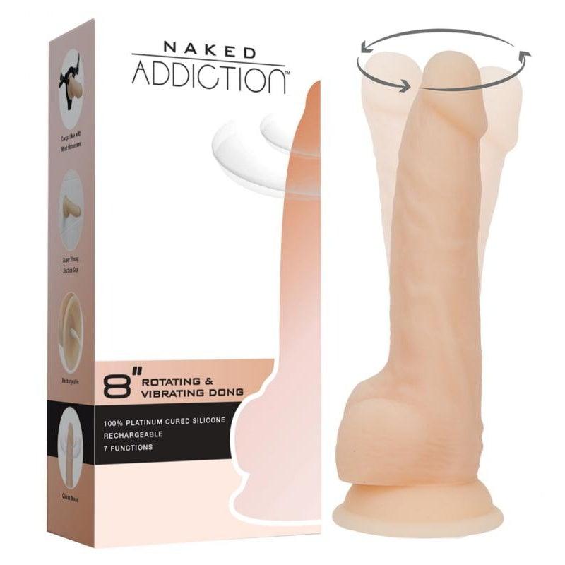 Naked Addiction Realistic Vibrating and Rotating Dildo - 20 cm