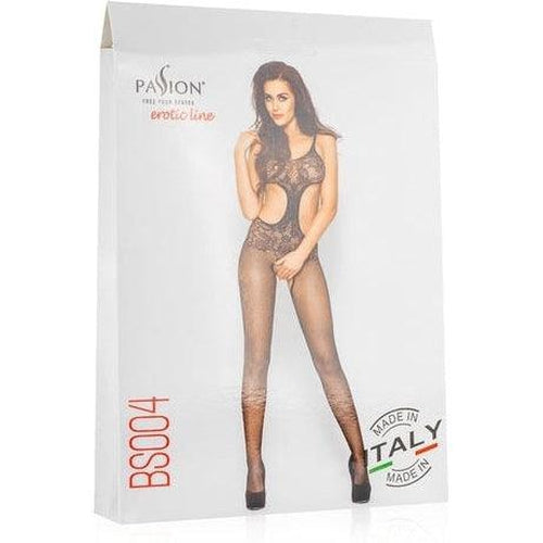 Net Bodystocking With Open Crotch - Black