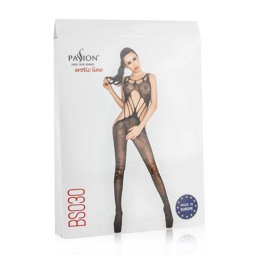 Net Catsuit With Large Openings - Black