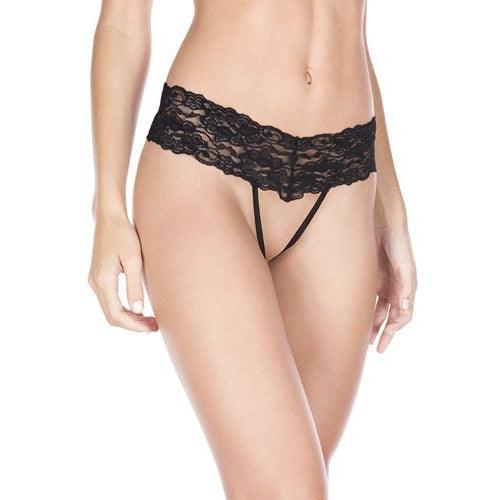 Open Thong With Lace Waistband