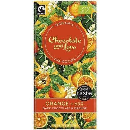 Organic/Fairtrade dark chocolate with natural orange oil 65%