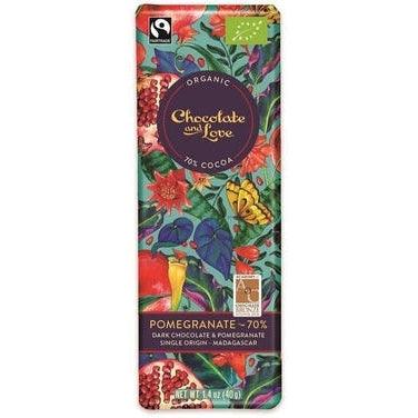 Organic/Fairtrade dark chocolate with pomegranate 70% 40g