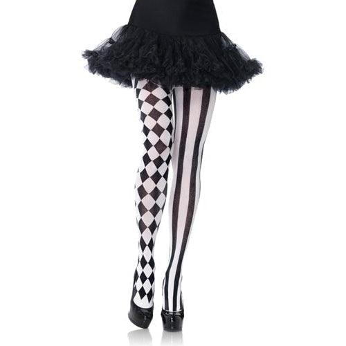 Pantyhose With Harlequin Print - Black/White