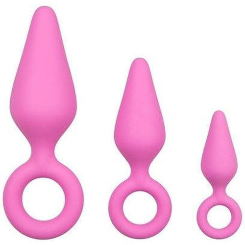 Pink Buttplugs With Pull Ring - Set