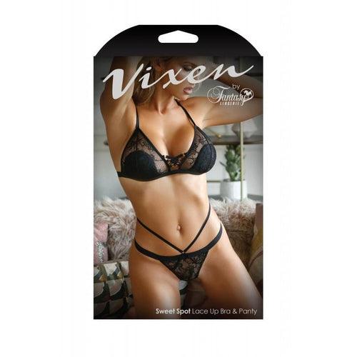 SWEET SPOT LACE UP BRA AND CAGE PANTIES