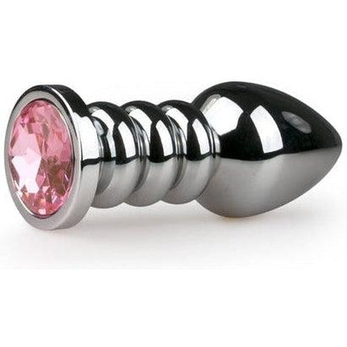 Silver Buttplug With Pink Stone