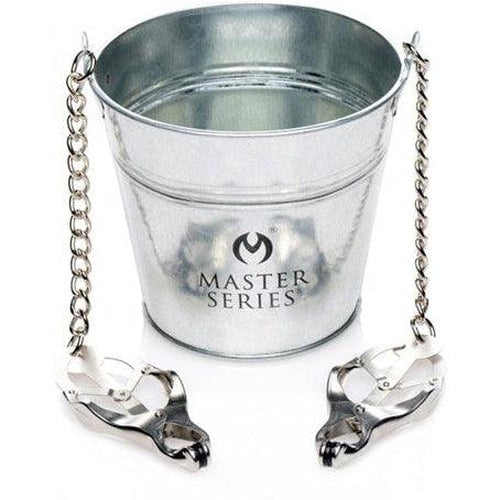 Slave Bucket with Labia/Nipple Clamps