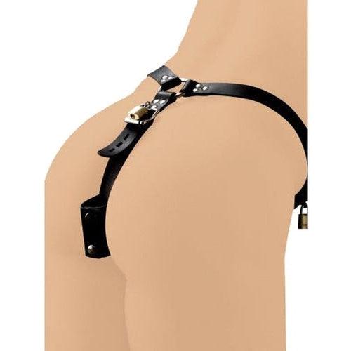 Strict Leather Locking Male Anal Plug Harness