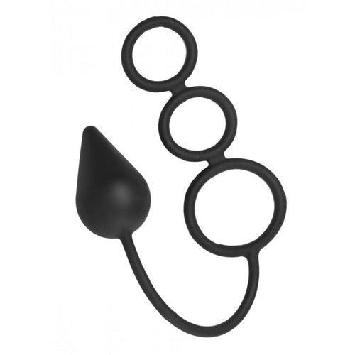 Triple Threat Silicone Tri-Cock Ring and Plug