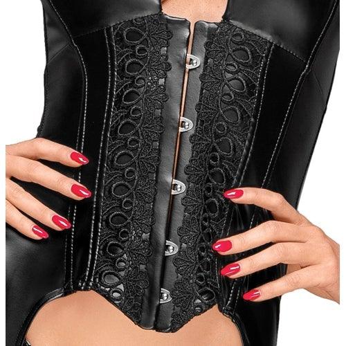 Wetlook Suspender Corsage With Embroidery