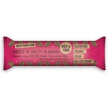 A Swiss chocolate coated bar - Sweet 'N' Salty Almond flavour.