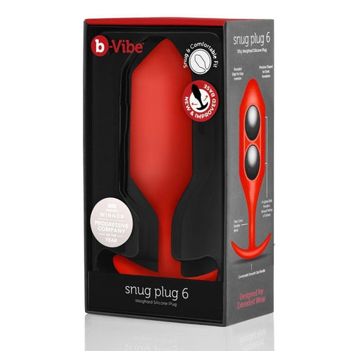 B-Vibe Snug Plug 6 Weighted Butt Plug Red