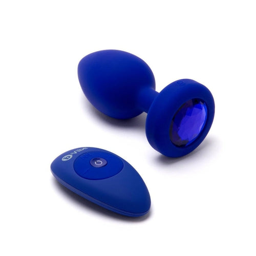 b-Vibe Vibrating Jewel Plug Blue L/XL