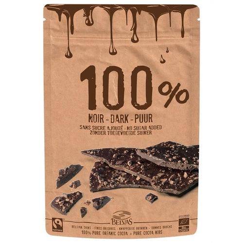 Belgian Thins Dark 100% with Pure Cacao Nibs 80g