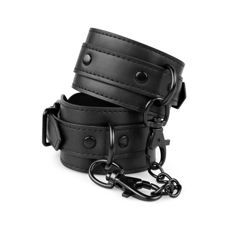 Faux Leather Handcuffs - Black