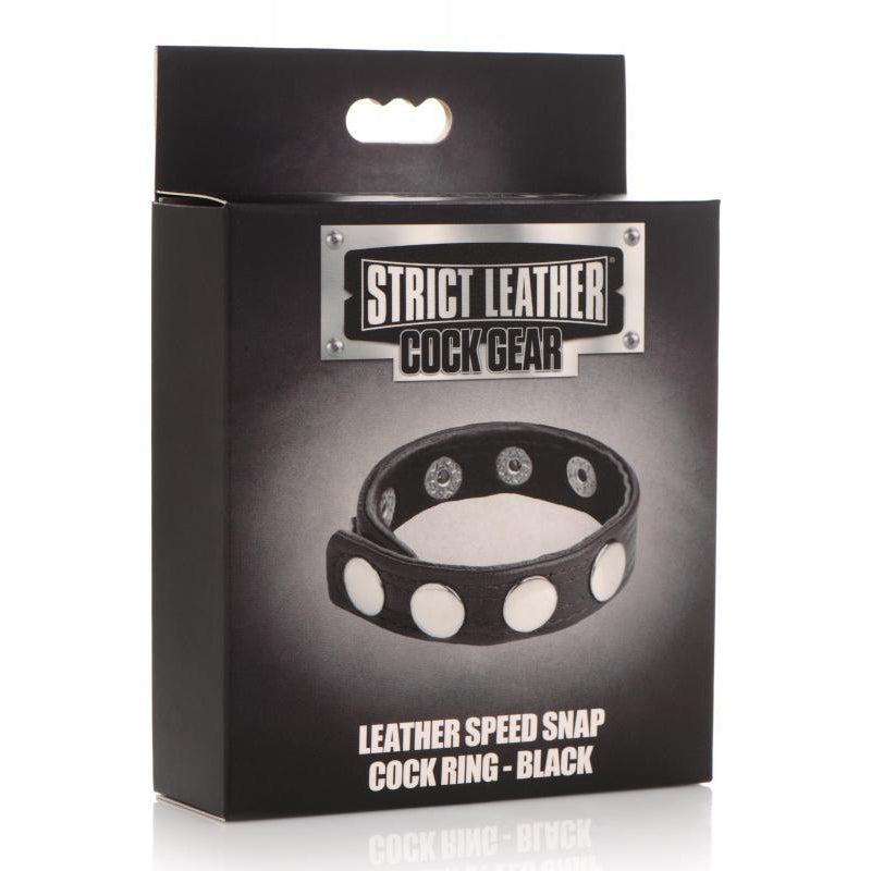 Cock Gear Adjustable Leather Cock Ring With Studs - Black