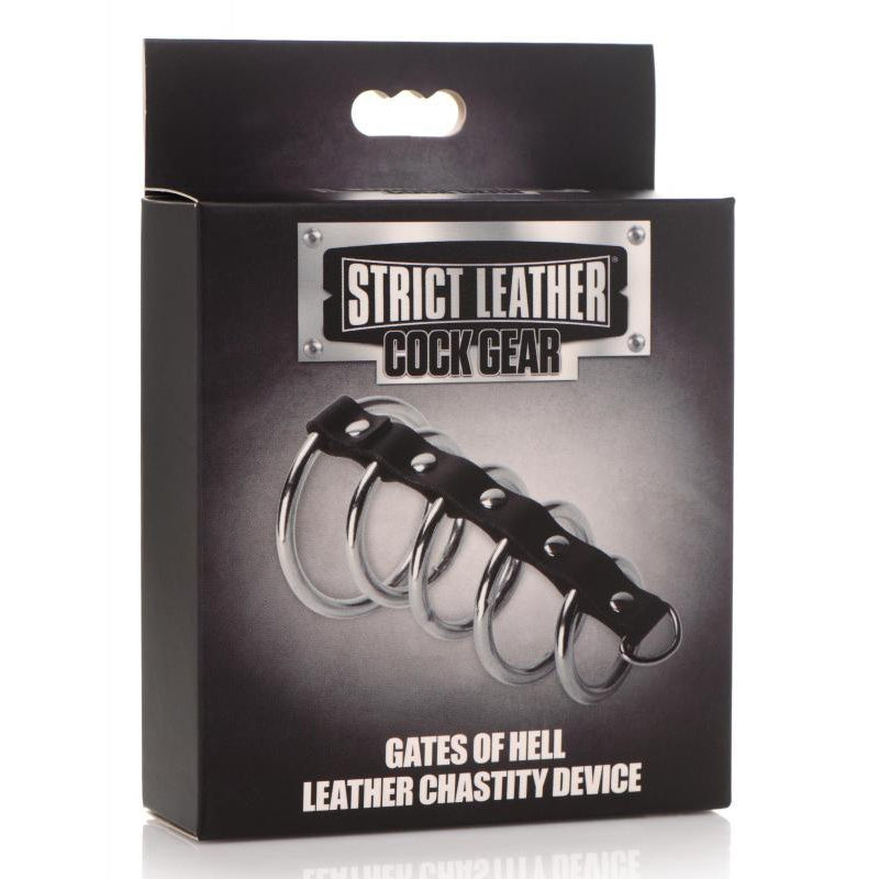 Cock Gear Gates of Hell Leather And Metal Chastity Cage