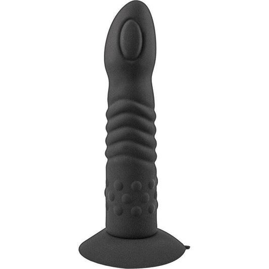 Commander Ribbed Dong with Harness - Black
